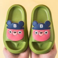儿童拖鞋夏季男女童鞋室内外穿防滑软底踩屎感卡通小孩宝宝凉拖鞋 [V芝O麻-BB熊]苹果绿色 内长14.5cm [24-2