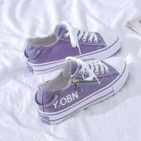 侧拉链2021年春夏新款高帮帆布鞋女ulzzang百搭秋鞋板鞋女ins潮鞋 紫色低帮 (品质保证 极货) 58 库存