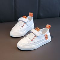 蜡比小星儿童小白鞋男童板鞋女童鞋子秋款2021年秋季新款韩版百 白橙 25