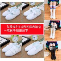 儿童白布鞋 幼儿园室内鞋男女童鞋魔术贴休闲鞋学生帆布鞋表演鞋 加1.5元可送一双袜子 鞋垫子不等于内长
