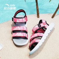 安踏童鞋女童沙滩鞋2021年夏季新款时尚百搭平底防滑凉鞋 -6黑/粉 36