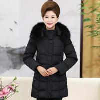 帽子可脱卸2020中老年棉袄女妈妈装棉服40---65岁羽绒棉衣女外套 黑色 [L建议105-120斤]