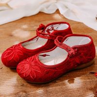 久站不累鞋老北京布鞋新款女鞋绣花鞋女士汉服民族风鞋子2021单鞋 6601深红色 绣花鞋(大荷花) 41