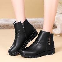 中老年妈妈鞋子女鞋冬季新款靴子女冬加绒女士棉鞋女雪地靴女短靴 黑色 35