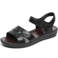 外穿凉鞋女夏季妈妈休闲平底中老年凉鞋防滑女士凉鞋女式凉拖鞋 黑色(枫叶) 36 (偏小一码)