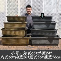 特大号厚塑料长方形花盆家庭阳台楼顶种蔬菜神器荷花睡莲养鱼盆缸 灰色小号(外长65cm)无托盘 有孔盆(底部有孔)适合土载