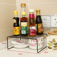 厨房分层置物架铁艺双层调料味瓶罐整理储物架桌面板橱柜内分隔架 [常规款]深空黑xmao