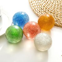 60超大弹力球实心夜光球宠物球足球篮球西瓜球亲子户外实心弹力球 金粉 两只装