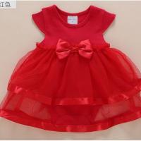 婴儿夏装新款宝宝公主洋气连体裙新生儿哈衣爬服满月百天周岁礼服 红色包屁哈裙 59 6M(0-3个月)