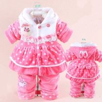 童装男童秋冬装0-2岁女婴儿童冬季套装宝宝6个月新生儿棉衣服唐装 樱 桃夹棉套装西红 66建议0-6个月左右