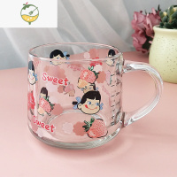 YICHENGins风玻璃杯牛奶早餐杯可爱水杯女带盖带勺子高颜值喝水刻度杯子