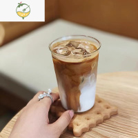 YICHENG韩国博主ins风同款牛奶早餐杯法式字母玻璃杯果汁杯冰拿铁咖啡杯茶具