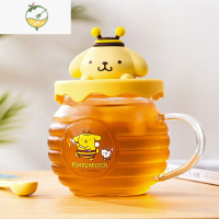 YICHENG布丁狗玻璃杯蜂罐造型果汁杯创意卡通可爱早餐玻璃水杯