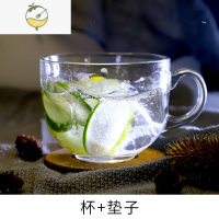 YICHENG日式大容量玻璃杯子早餐牛奶杯燕麦片杯酸奶杯咖啡杯可微波带盖勺茶具