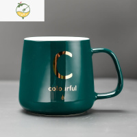 YICHENG创意个性陶瓷杯马克杯带盖勺男女家用水杯早餐杯情侣杯简约咖啡杯