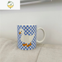 YICHENG韩国ins童趣可爱奶油蓝加油鸭陶瓷杯牛奶杯早餐杯大容量水杯情侣