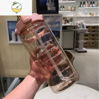 YICHENG创意可爱简约潮流大容量带吸管塑料杯子男女学生便携运动随手水杯