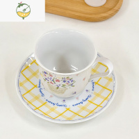 YICHENGins轻奢餐具套装马克杯碟子可爱郁金香花朵茶杯女牛奶咖啡陶瓷杯