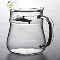 YICHENG耐热绿茶杯过滤茶杯玻璃杯家用水杯杯子带把茶水分离泡茶月牙杯