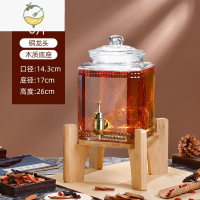 YICHENG玻璃泡酒瓶带龙头人参专用酒瓶酒坛家用泡酒桶密封加厚泡酒罐 6斤+铜龙头+竹木底座酒具