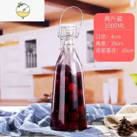 YICHENG泡酒专用青梅酒瓶空瓶玻璃家用2斤酿酒泡杨梅酒玻璃瓶小带盖1 手提两斤装(1000ml) 无赠品酒具