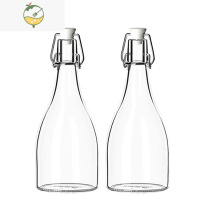 YICHENG酒瓶空瓶玻璃专用一斤装带盖透明葡萄红酒白酒瓶子家用泡酒瓶 500ml(2支装)[送硅胶漏斗][比单买便酒具