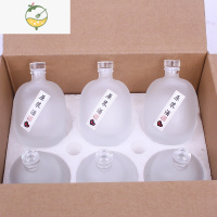 YICHENG酒瓶一斤装小酒壶玻璃500白酒泡酒专用密封自酿透明果酒瓶 圆肚磨砂玻璃酒瓶6个+上下泡沫 +纸箱酒具
