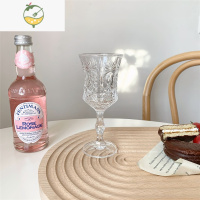 YICHENGins风透明玻璃高脚杯 浮雕简约红酒杯香槟冷饮杯果汁洋酒水杯子 A款浮雕杯