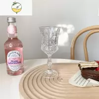 YICHENGins风透明玻璃高脚杯 浮雕简约红酒杯香槟冷饮杯果汁洋酒水杯子 A款浮雕杯