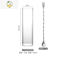 YICHENG日式直身柯林杯鸡尾酒杯海波杯长岛冰茶玻璃杯酒吧细高长饮果汁杯 高款-方形玻璃杯 送吧匙