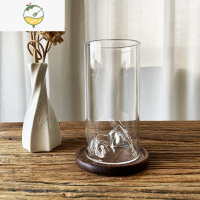 YICHENG日式轻奢创意小众威士忌酒杯观山杯玻璃杯富士山杯耐热咖啡茶水杯 [加高藏山]+胡桃木杯垫