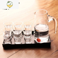 YICHENG水晶玻璃白酒杯家用烈酒杯厚底一口杯B52酒吧ktv洋酒杯分酒器套装 6只30ml+300酒壶_送托盘