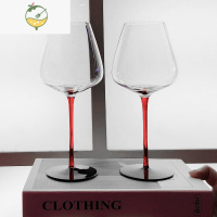 YICHENG黑红领结红酒杯子勃艮第高脚杯家用红杆北欧轻奢水晶玻璃套装 550毫升黑领结红酒杯2支装