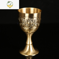 YICHENG黄铜酒杯子高脚杯家用欧式洋酒杯小号杯一两二两杯青铜白酒杯批发 青铜玫瑰花款酒杯[小号40毫升]