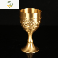 YICHENG黄铜酒杯子高脚杯家用欧式洋酒杯小号杯一两二两杯青铜白酒杯批发 黄铜玫瑰花款酒杯[小号50毫升]