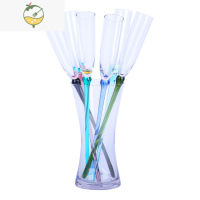 YICHENG沙滩杯鸡尾酒杯套装玻璃亚克力彩色气泡香槟杯高脚杯KTV酒吧杯子 常规款大号玻璃 一套 (6个杯子+底座)