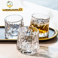 YICHENG旋转威士忌酒杯洋酒杯子玻璃杯家用啤酒杯ins风鸡尾酒白酒杯套装 [旋转威士忌]山岩款-3只装❤ 收藏加购破
