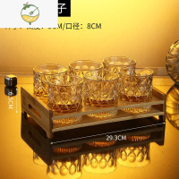 YICHENG威士忌酒杯家用洋酒杯套装欧式水晶玻璃创意ins风啤酒杯酒吧酒具 刻花威士忌杯280ml(6只)+杯架