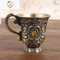 YICHENG复古青白酒杯一口杯高脚杯红酒杯浮雕刻花烈酒杯小酒盅50 玫瑰花纹 50毫升