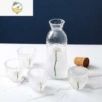 YICHENGins小雏菊云雾白酒杯玻璃酒壶酒盅小号一两家用一口杯烈酒杯酒具 云雾小雏菊[1壶4杯 ]