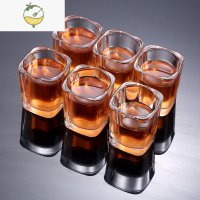 YICHENG家用创意玻璃啤酒杯 洋酒杯白酒杯一口杯 小号四方杯酒具套装 四方烈酒杯60毫升(6只价)