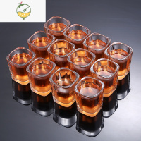 YICHENG家用创意玻璃啤酒杯 洋酒杯白酒杯一口杯 小号四方杯酒具套装 四方烈酒杯60毫升(12只装)