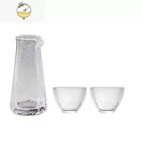 YICHENG日式玻璃酒具套装日料清酒壶小号壶分酒器一口杯白酒梅酒果酒杯子 鹰嘴壶+2冰纹杯