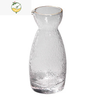 YICHENG日式手作玻璃酒具套装家用锤纹清酒酒壶冰酒温酒器黄酒白酒杯 鹰嘴壶[金边款] 送木塞