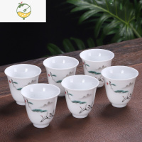 YICHENG白酒杯家用陶瓷祭祀三钱杯酒杯白瓷白酒酒盅一口杯供奉小酒杯 6钱祥鹤小酒杯(10个装