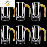 YICHENG金边白酒杯子套装水晶玻璃分酒器家用精致好看子弹小号喝酒杯 金箔150ml七子壶(6只装)