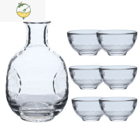 YICHENG日式锤纹清酒壶套装玻璃黄酒温酒器烫酒壶家用一两白酒杯咖啡ins 1壶6杯