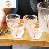 YICHENG创意小雏菊玻璃酒具云雾白酒杯家用酒壶酒盅小号一两一口杯烈酒杯 云雾小雏菊[单4杯装]
