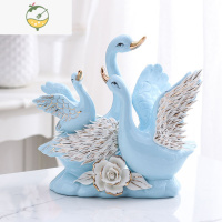 YICHENG陶瓷天鹅一家三口四口结婚礼物礼品家居客厅电视柜酒柜装饰品摆件