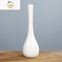 YICHENG白瓷玉净瓶花插长颈瓶细口桌面青瓷小花瓶观音瓶陶瓷摆件复古禅意